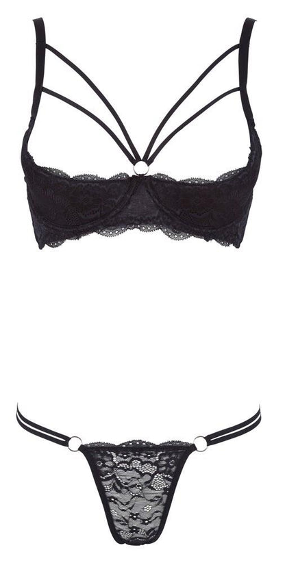 Biustonosz półkowy koronkowy Cottelli LINGERIE czarny 75B
