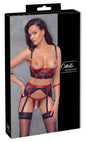 Komplet Shelf Bra z pasem Cottelli BONDAGE czarno czerwony M