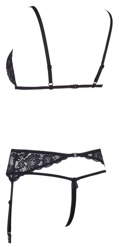 Komplet Cottelli Lingerie koronkowy z otwartym krokiem M