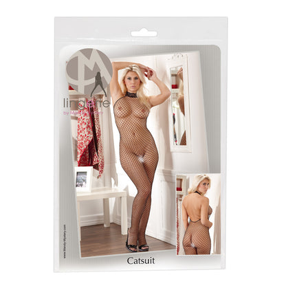 Bodystocking siatkowy z koronką otwarty w kroku czarny M/L NO:XQSE