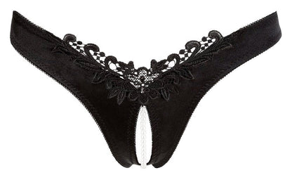 Stringi z perełami Cottelli Lingerie czarny XL