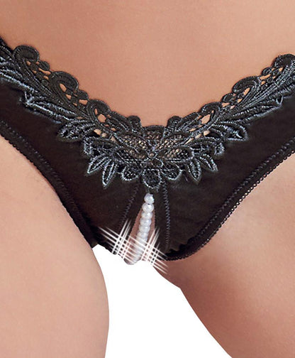Stringi z perełami Cottelli Lingerie czarny XL