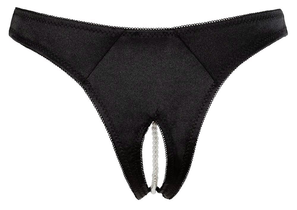 Stringi z perełami Cottelli Lingerie czarny XL