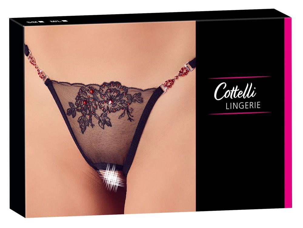 Stringi Cottelli LINGERIE czerwone z kamieniami M/L