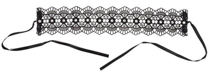 Haftowany choker Cottelli ACCESSOIRES czarny z perełkami i dżetami