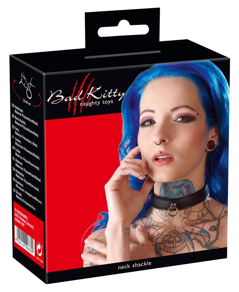 Obroża bondage Bad Kitty czarna z pierścieniem