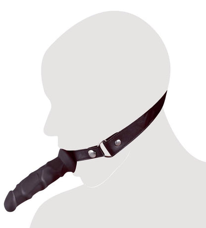 Knebel z dildo Fetish Collection czarny silikonowy 12 cm
