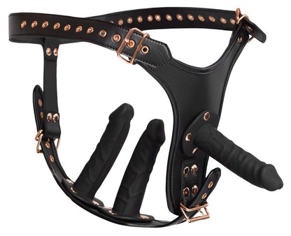 Strap on Bad Kitty z trzema dildami silikonowymi 2XL