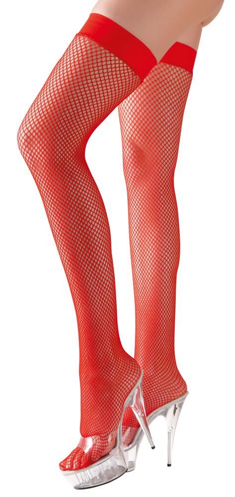 Pończochy z siatki rybackiej Cottelli LEGWEAR czerwone S