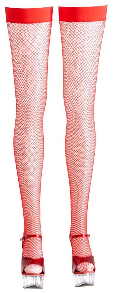 Pończochy z siatki rybackiej Cottelli LEGWEAR czerwone S