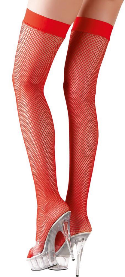 Pończochy z siatki rybackiej Cottelli LEGWEAR czerwone S