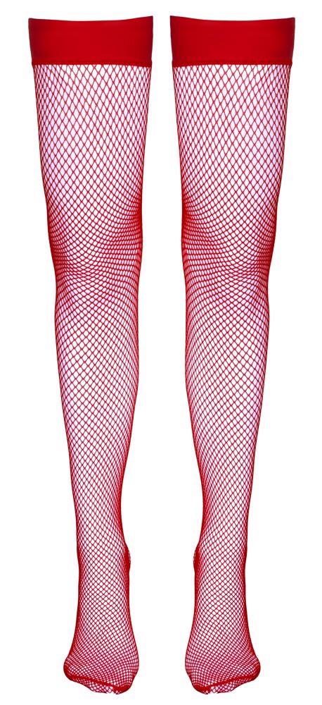 Pończochy z siatki rybackiej Cottelli LEGWEAR czerwone S