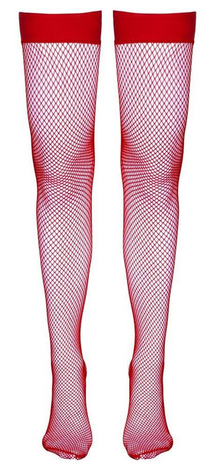 Pończochy z siatki rybackiej Cottelli LEGWEAR czerwone S