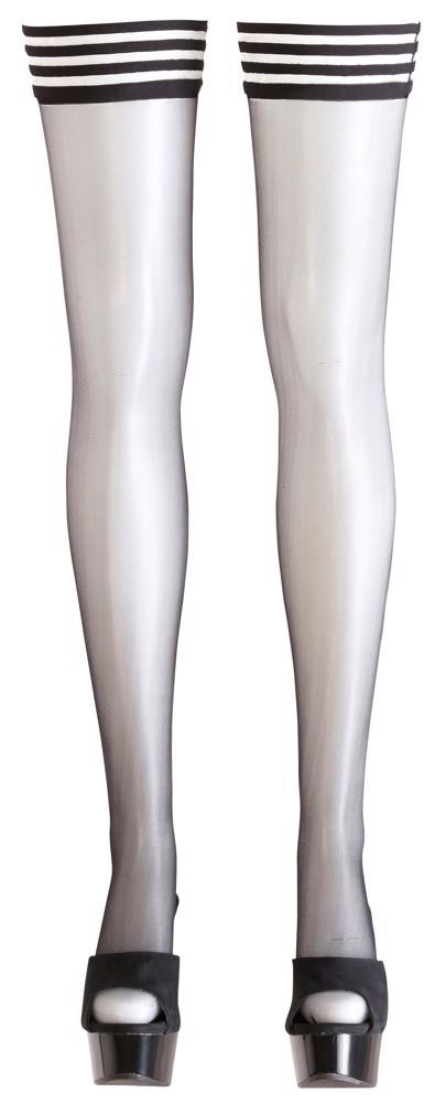 Pończochy samonośne Cottelli LEGWEAR z pasiastą górą czarny