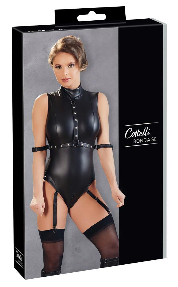 Body z szelkami Cottelli BONDAGE czarne M