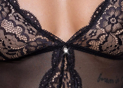 Body erotyczne Cottelli LINGERIE bez krocza czarne L