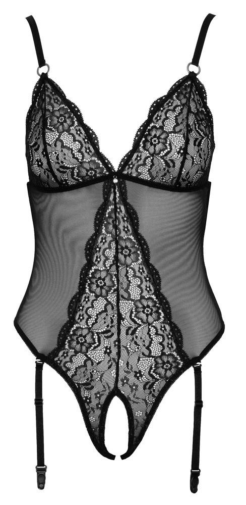Body erotyczne Cottelli LINGERIE bez krocza czarne L