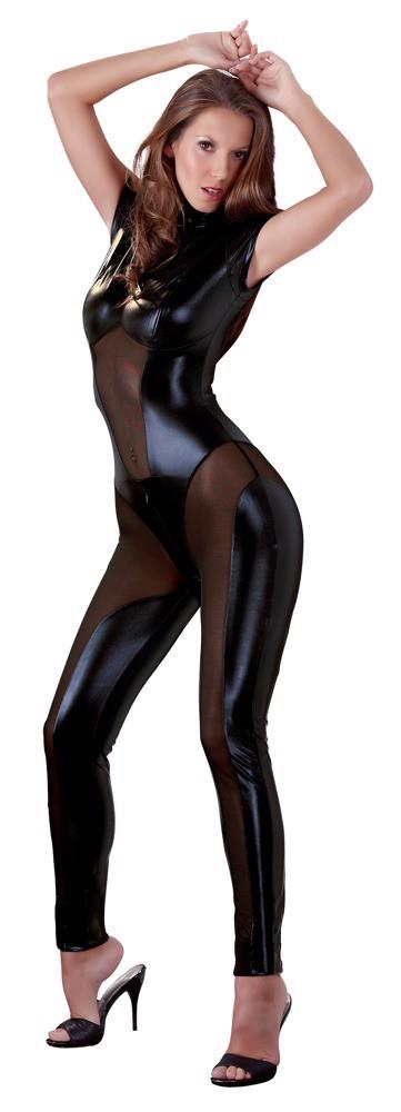 Body wetlook z siatką Cottelli PARTY czarny M