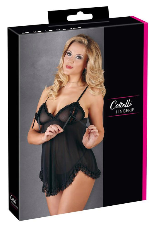 Babydoll z falbankami Cottelli LINGERIE czarny L