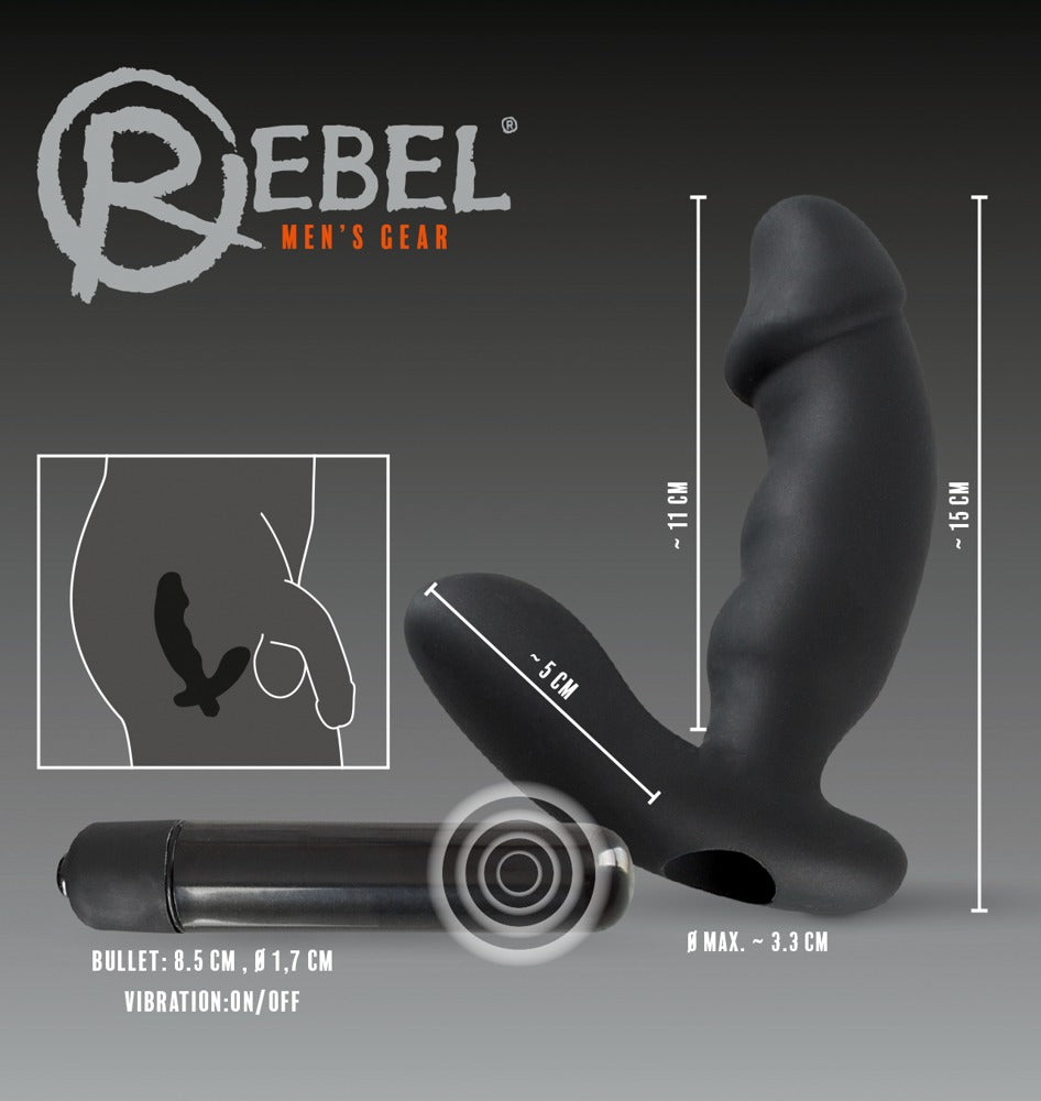 Wibrator analny Rebel czarny silikonowy 15 cm