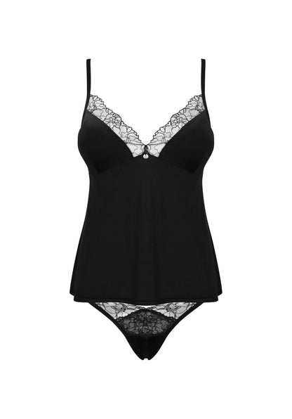 Komplet bielizny Obsessive Bella Rou czarny M/L