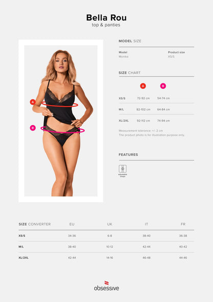 Komplet bielizny Obsessive Bella Rou czarny M/L