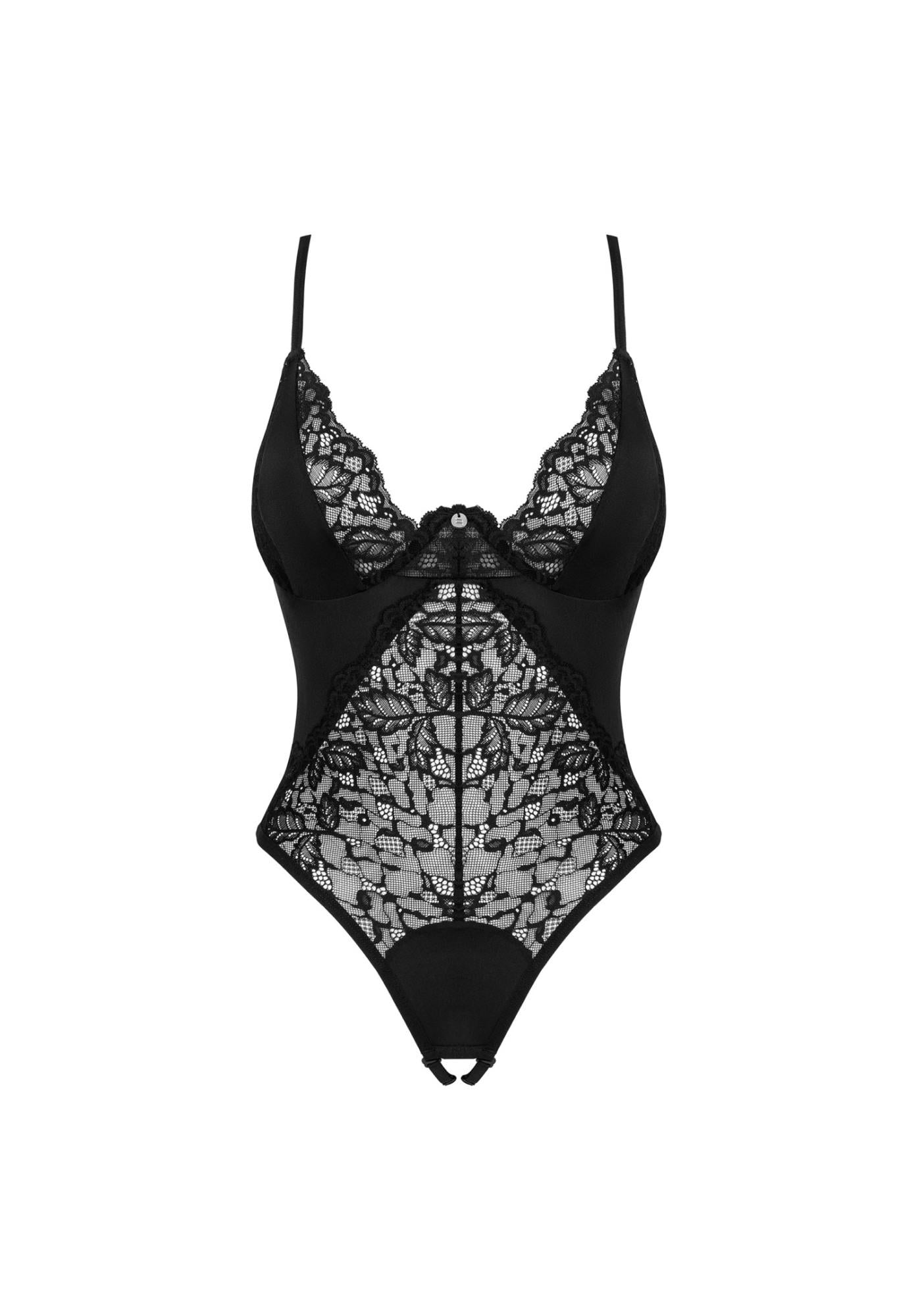 Body erotyczne Bellastia Obsessive otwarte czarne XL 2XL