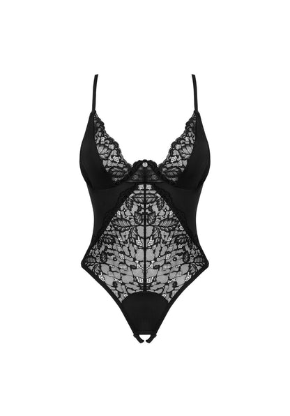 Body erotyczne Bellastia Obsessive otwarte czarne XL 2XL