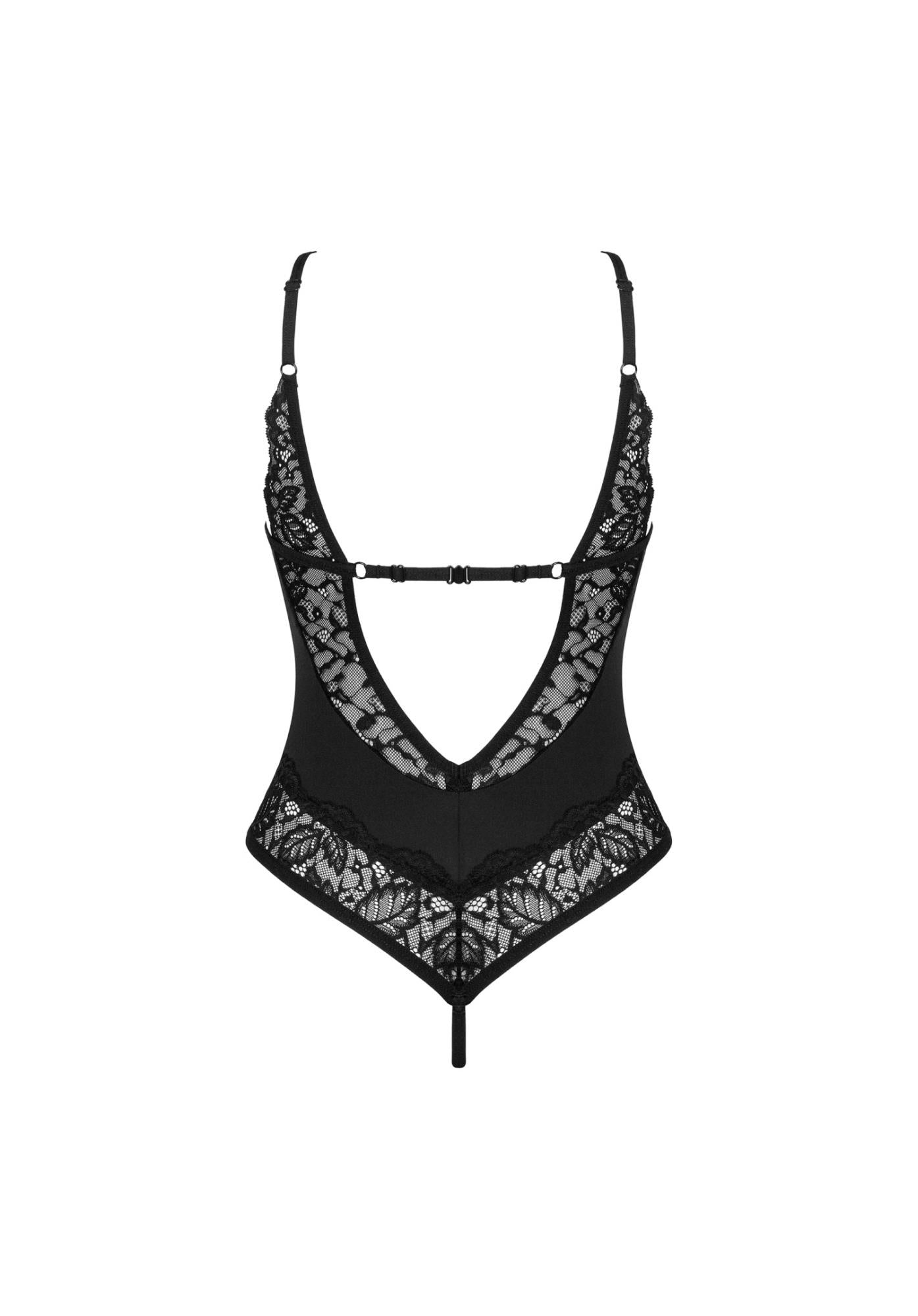Body erotyczne Bellastia Obsessive otwarte czarne XL 2XL