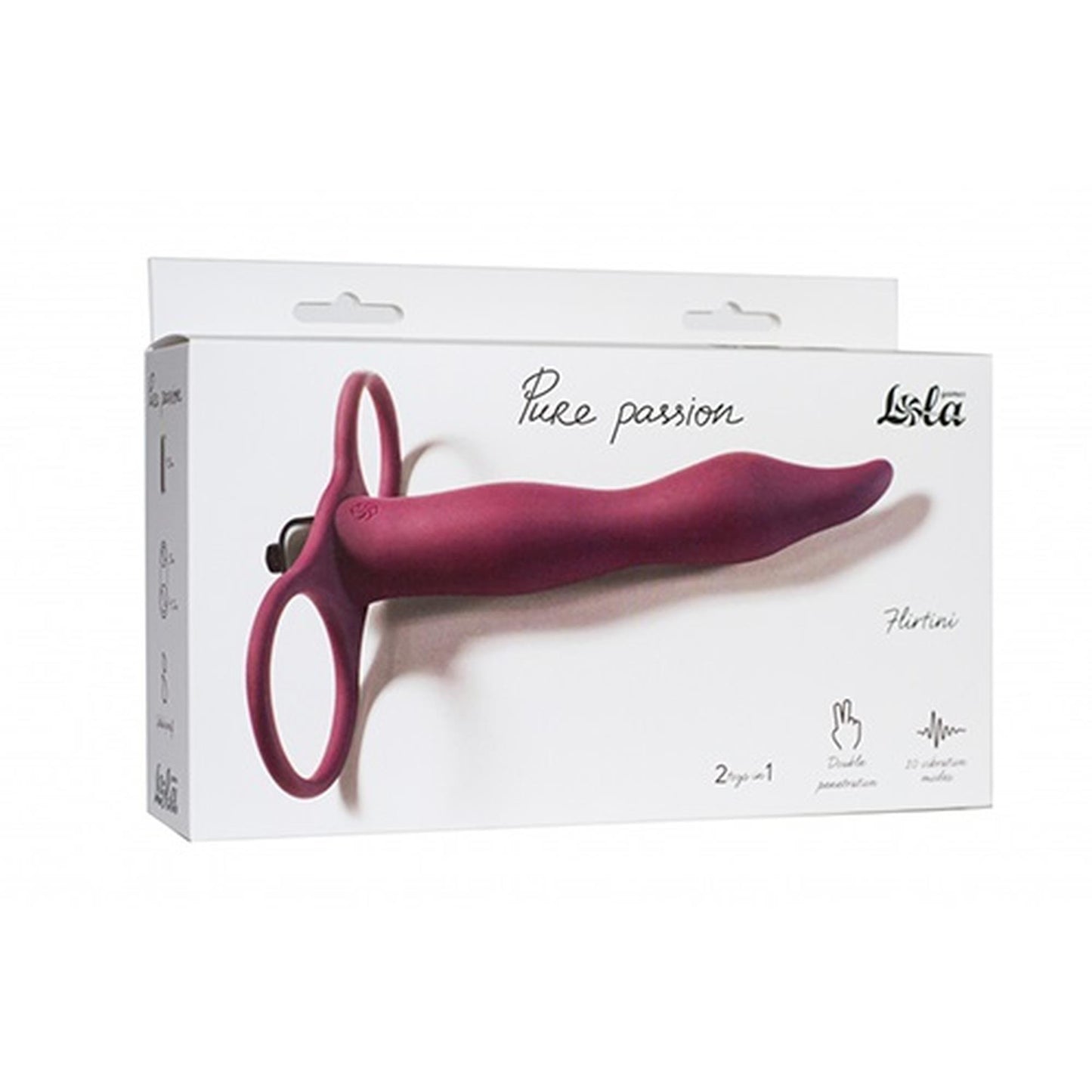 Strap on Pure Passion Flirtini bordowy z wibracją