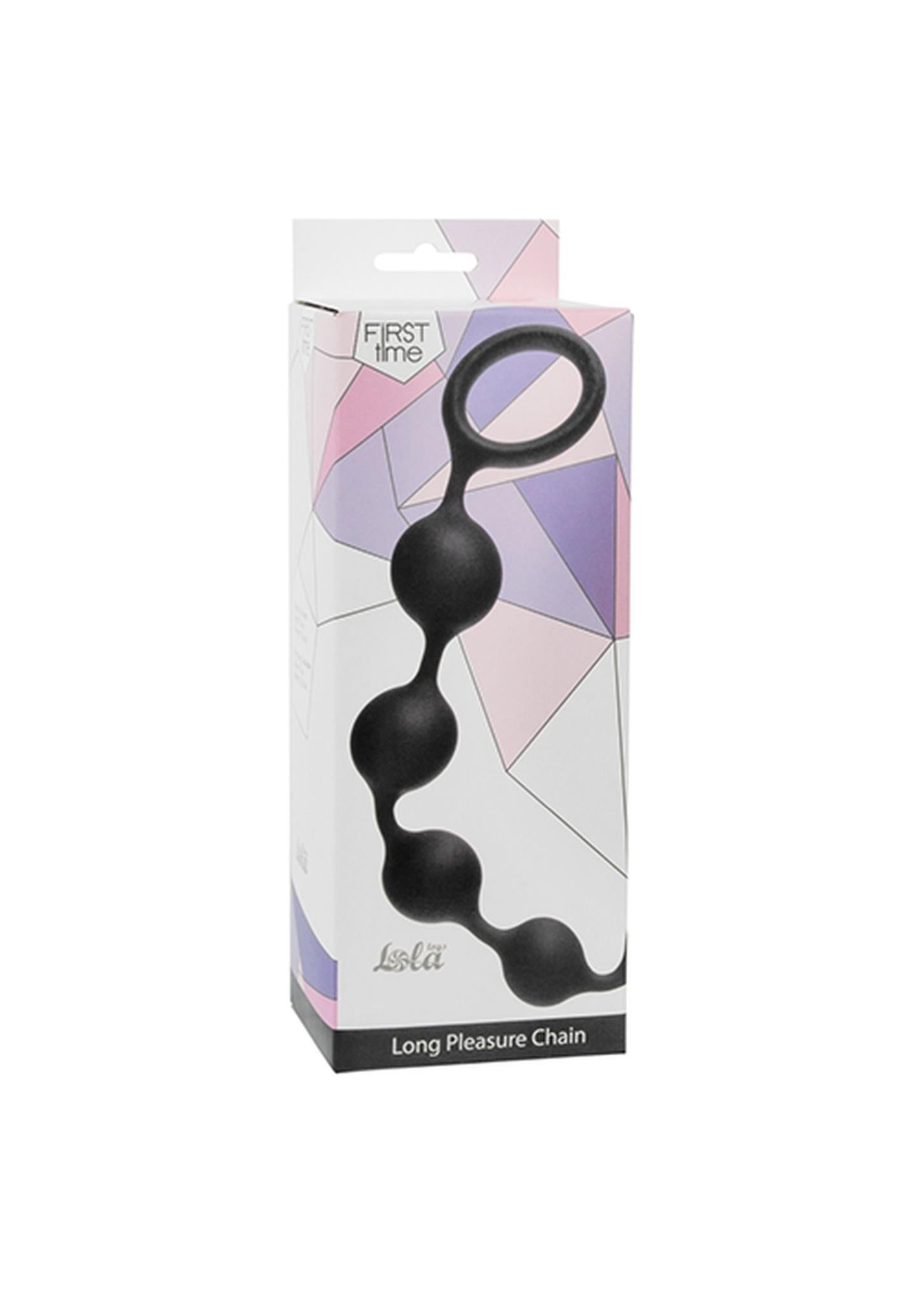 Łańcuszek analny silikonowy Long Pleasure Chain Lola Toys czarny 35 cm