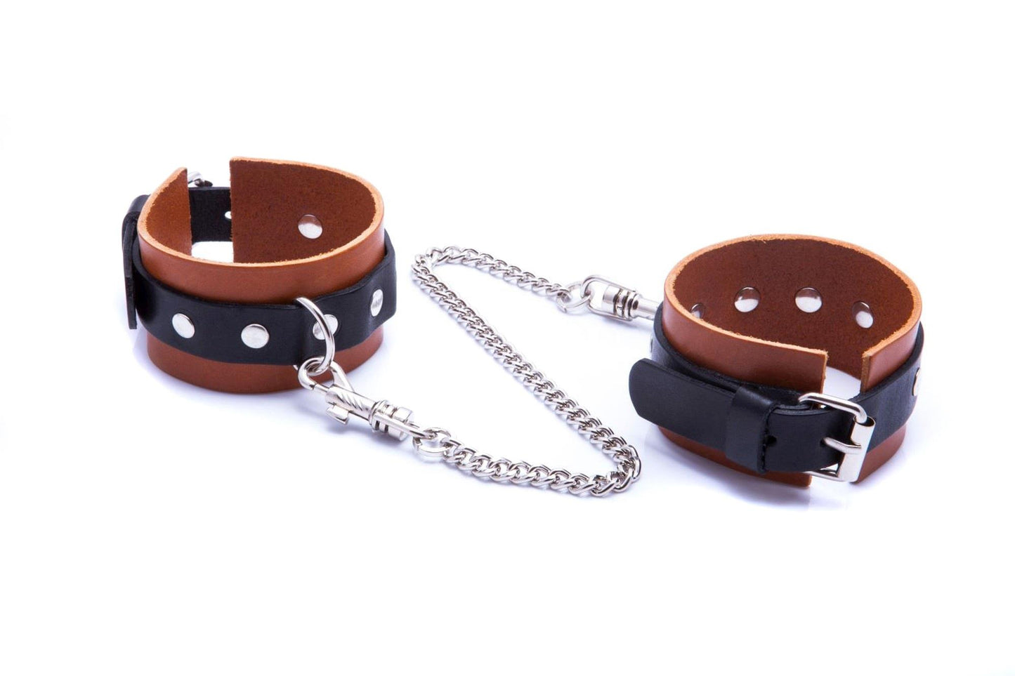 Kajdanki męskie skórzane Whips Collection koniakowe