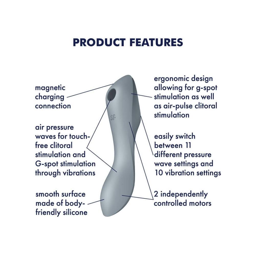 Wibrator 3w1 Satisfyer Curvy Trinity 3 niebieskoszary