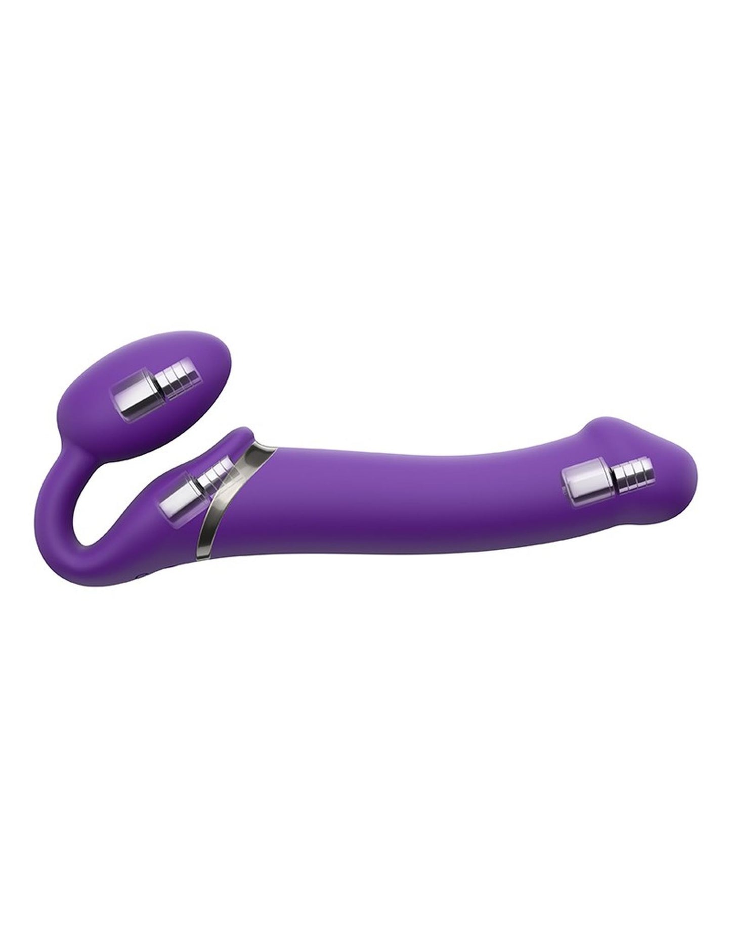 Wibrujący strap-on Strap-on-me silikonowy M fioletowy USB wodoodporny