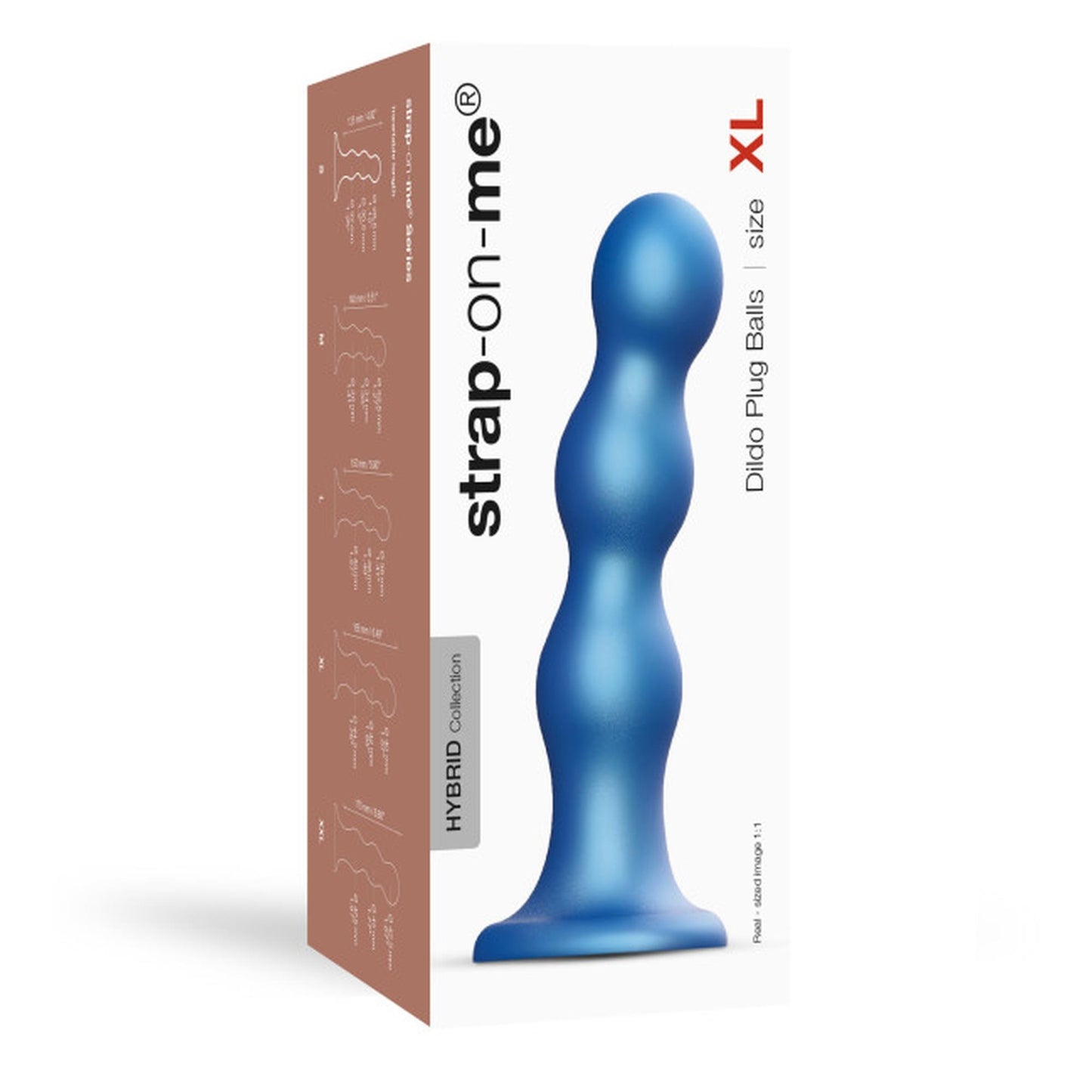 Dildo analne z potrójnymi kulkami Strap-on-me metaliczny niebieski XL