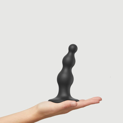 Dildo silikonowe z koralikami Strap-on-me czarne S