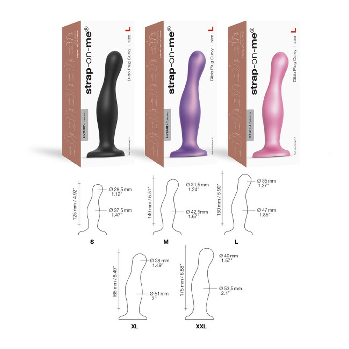 Dildo plug Curvy Strap on me silikonowe czarne XL 18 cm