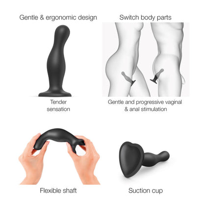 Dildo plug Curvy Strap on me silikonowe czarne XL 18 cm