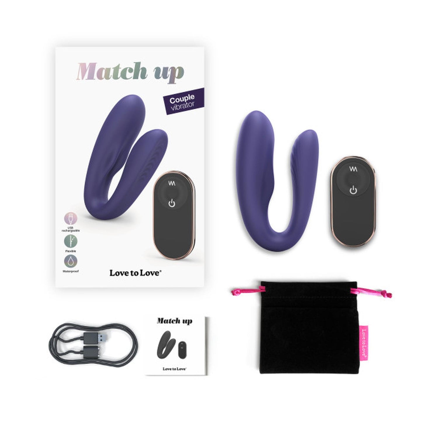 Stymulator łechtaczki Love to Love Match Up indygo 9cm z pilotem