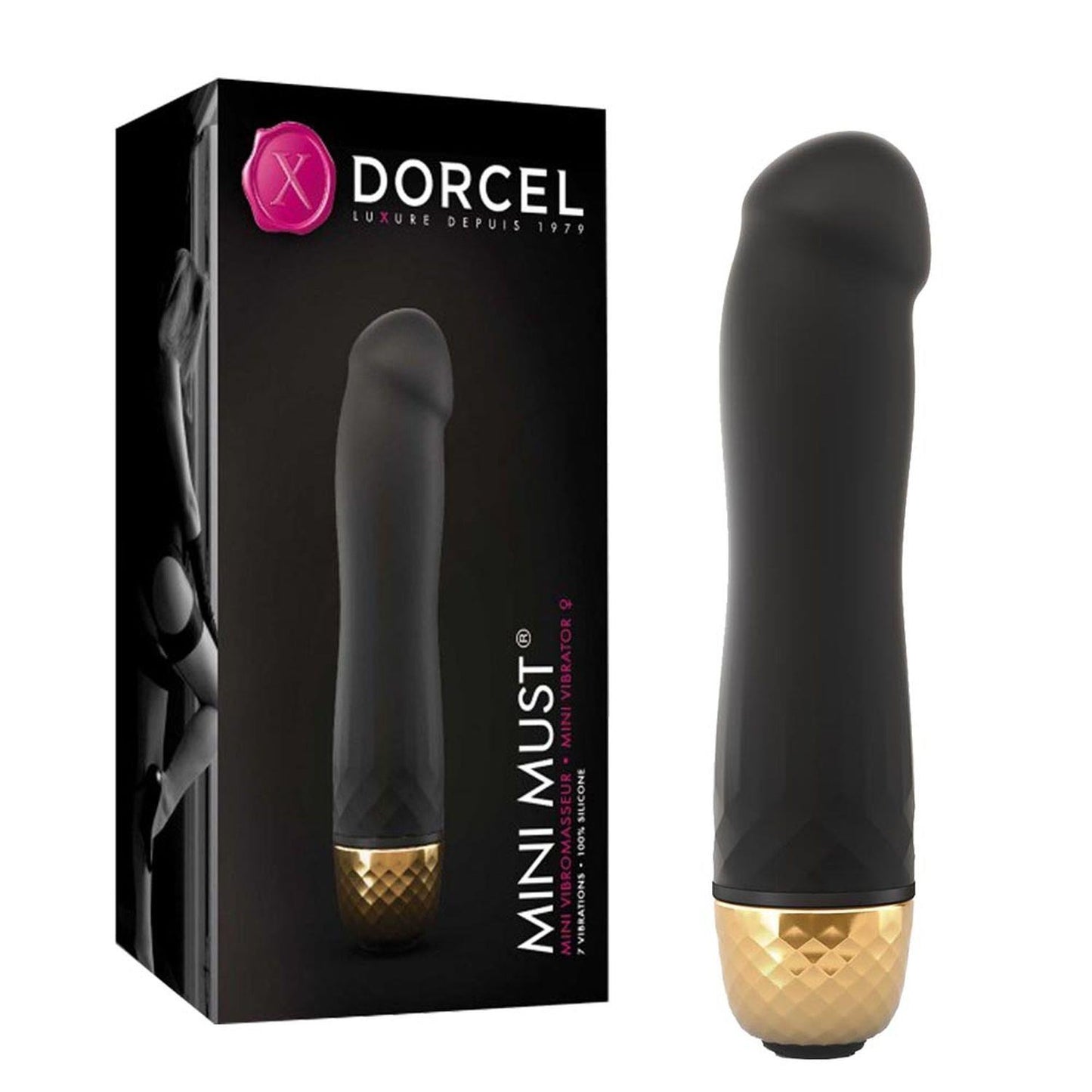 Wibrator mini silikonowy Dorcel Mini Must Gold czarny 12 cm wodoodporny