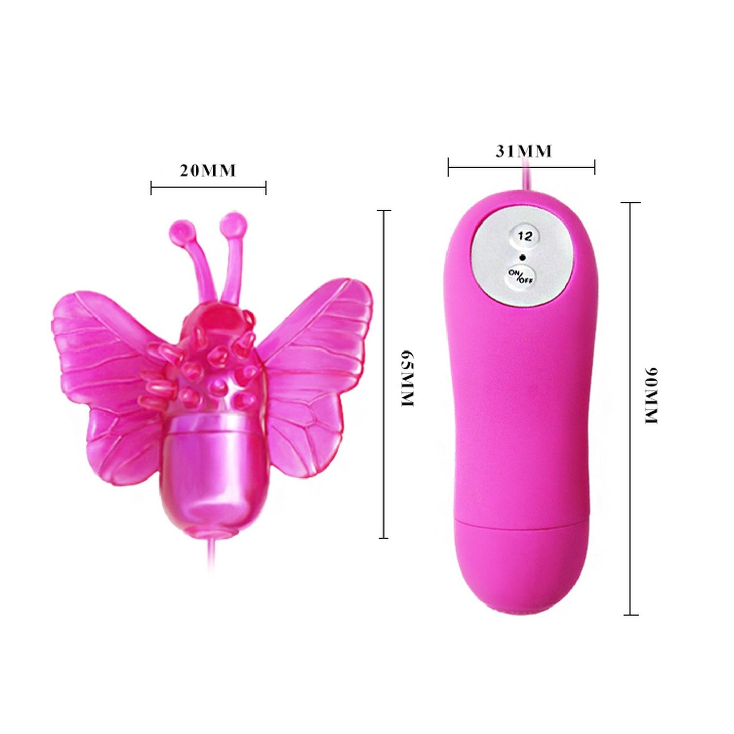 Mini wibrator motylkowy Baile Cute Secret z pilotem 12 funkcji
