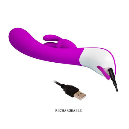Wibrator króliczek silikonowy Pretty Love Harlan fioletowy USB 12 cm