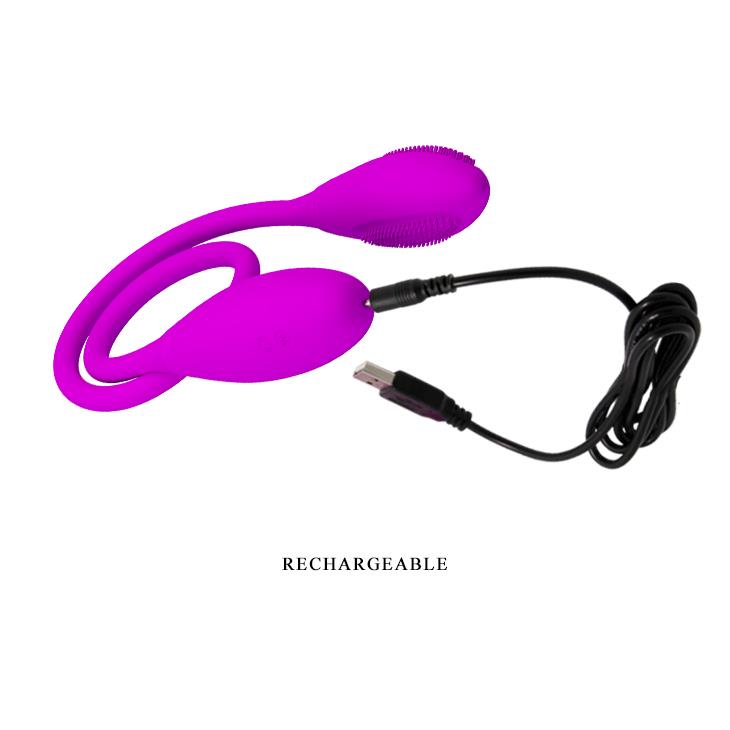 Wibrator podwójny Pretty Love Snaky Vibe silikonowy fioletowy USB 60cm
