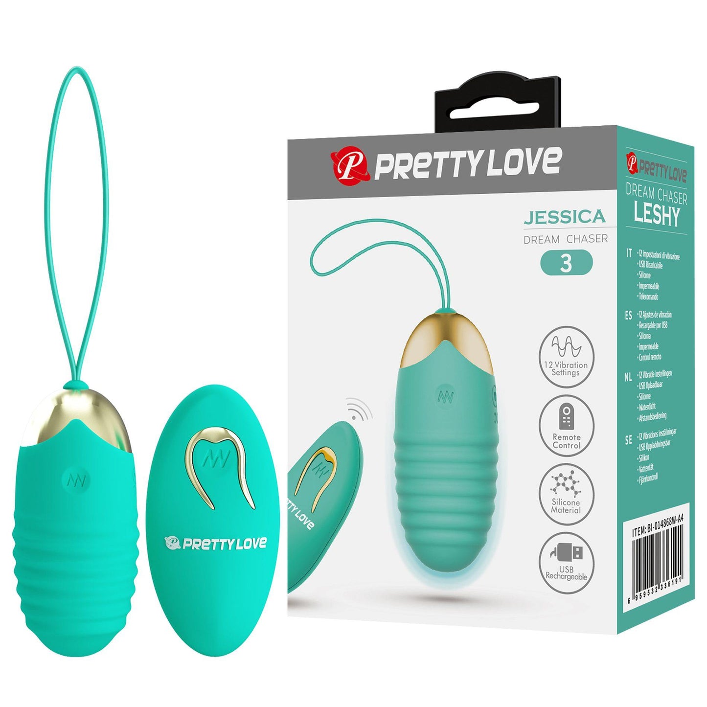 Wibrujące jajko Pretty Love Jessica 12 funkcji zielone z pilotem