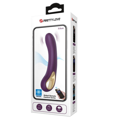 Wibrator silikonowy Pretty Love Ethan fioletowy z appką 12 wibracji
