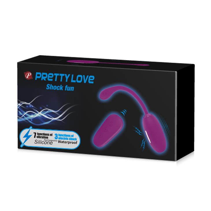Bezprzewodowe wibrujące jajko silikonowe Pretty Love fioletowe z porażeniem