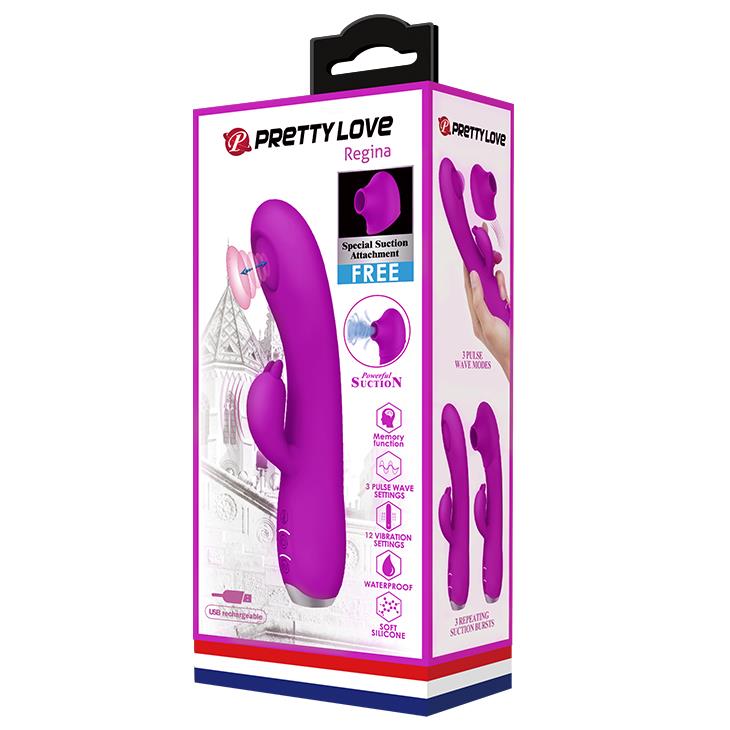 Wibrator króliczek pulsujący silikonowy Pretty Love Regina fioletowy USB