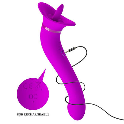 Wibrator z lizaniem Pretty Love Faust fioletowy silikonowy USB