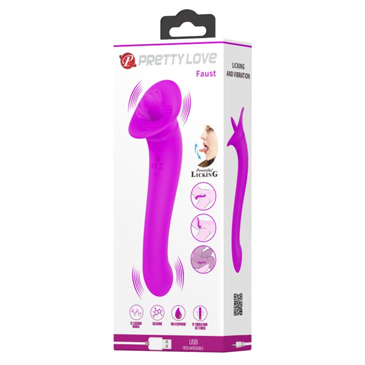 Wibrator z lizaniem Pretty Love Faust fioletowy silikonowy USB