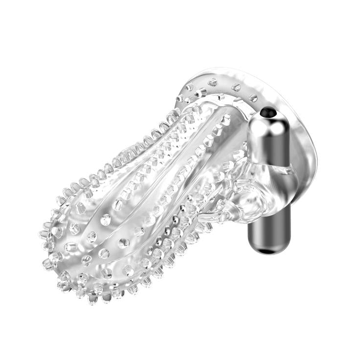Silikonowa wibrująca przedłużka Baile Brave Man transparentna 14 cm